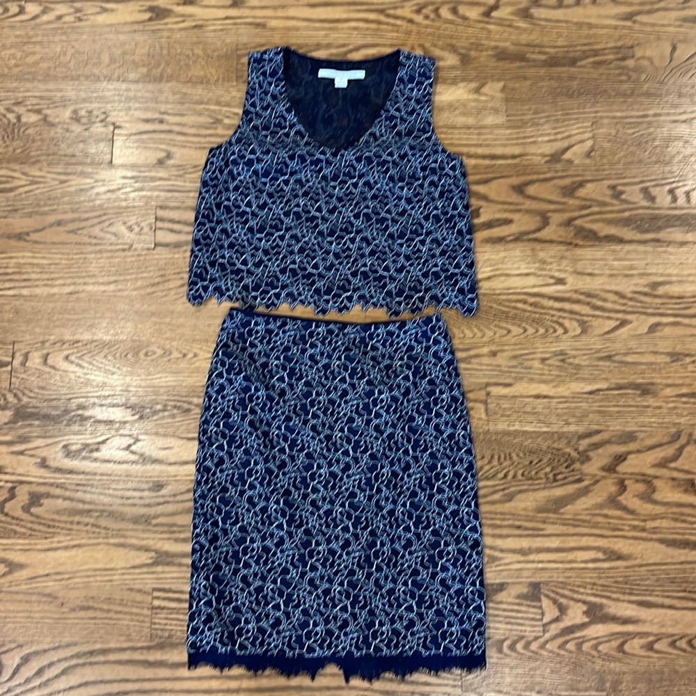 Diane von Furstenberg Top (P) and Skirt (4) Navy and White